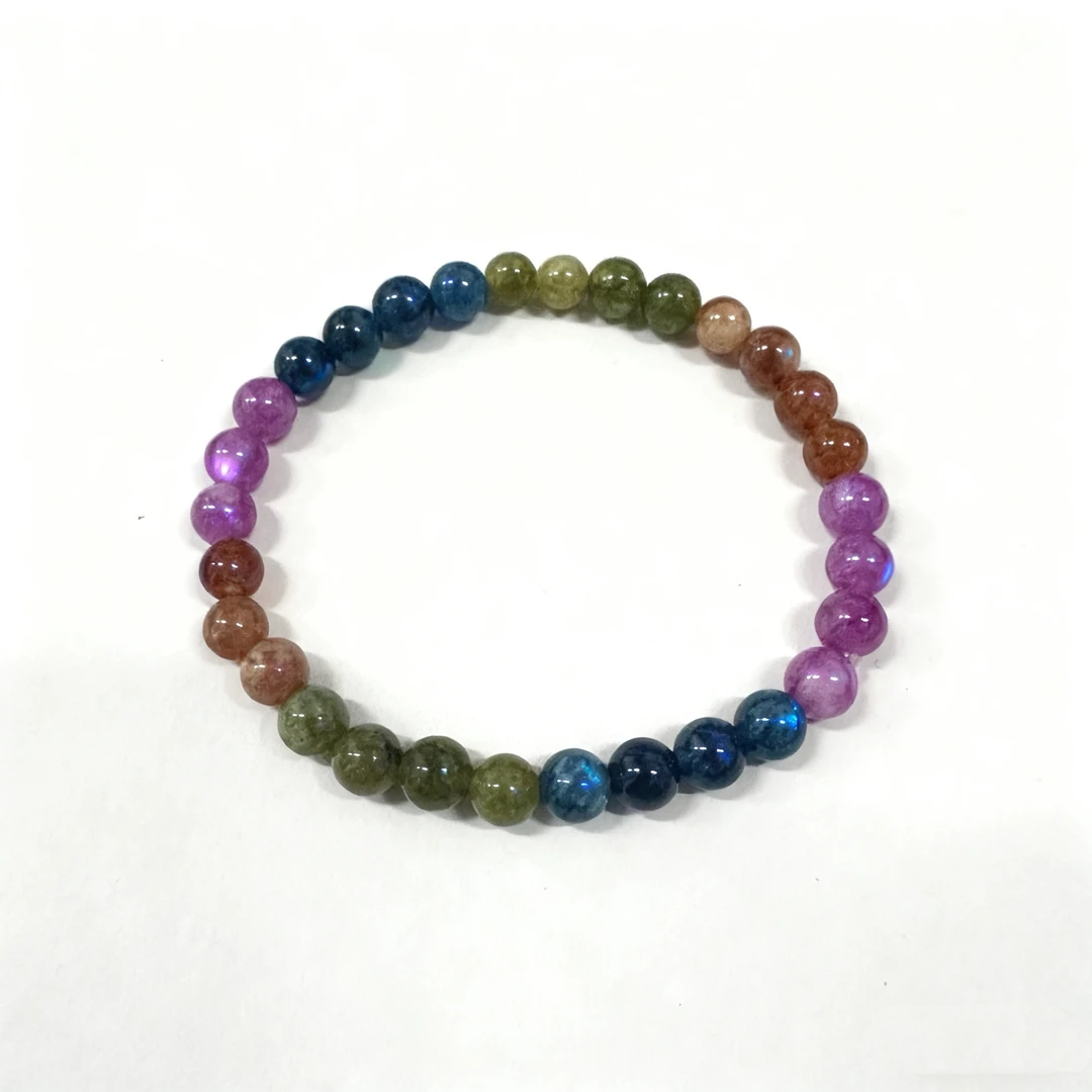 T59碧玺彩色圆珠手串单圈6mm