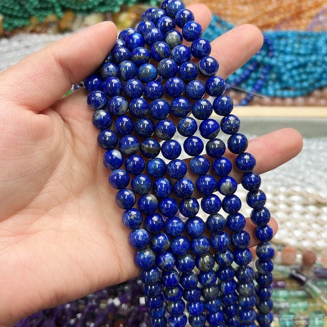 玛瑙/玉髓未镶嵌珠宝半成品卡8青金圆珠一条