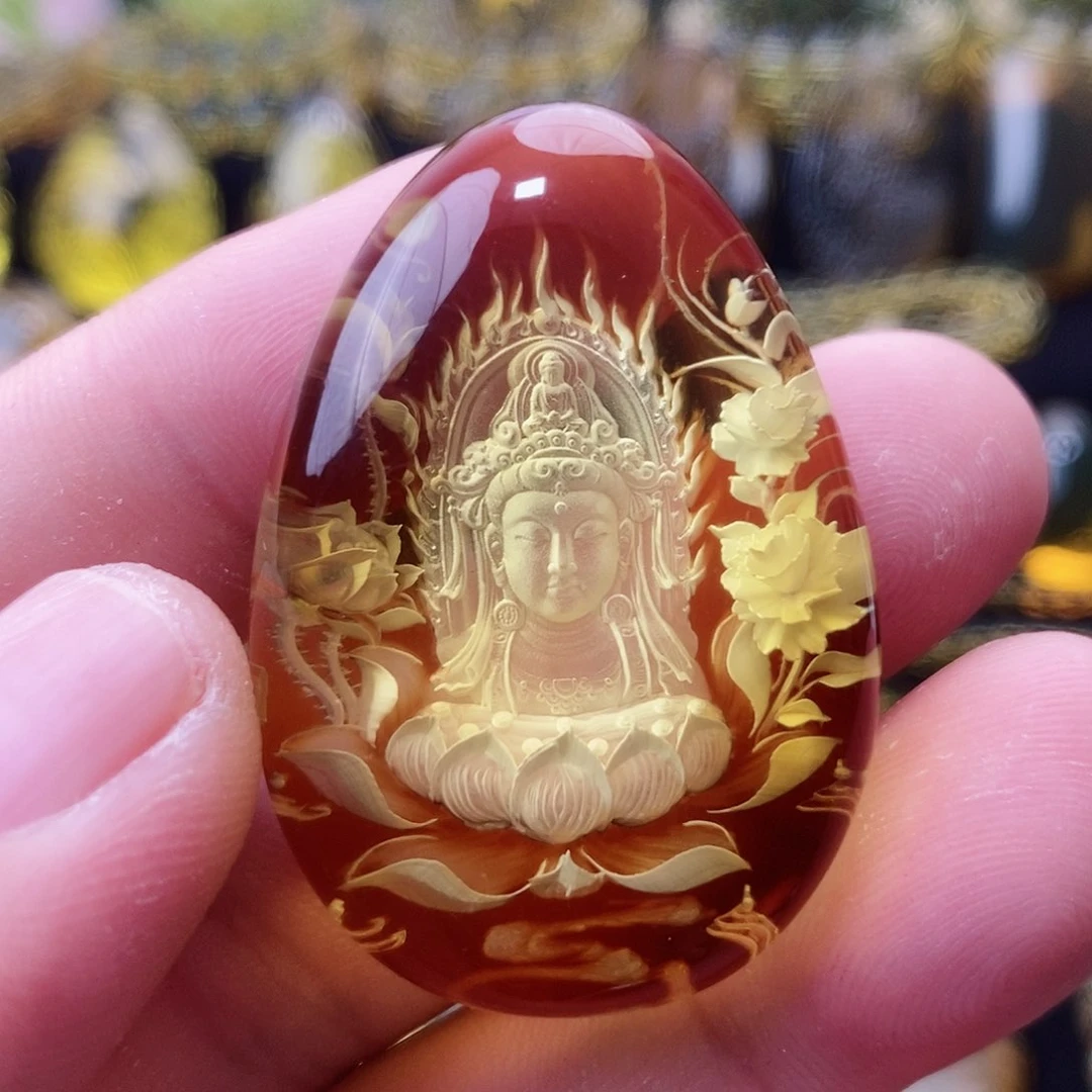 【闪购商品】金珀颈饰未镶嵌琥珀阴雕