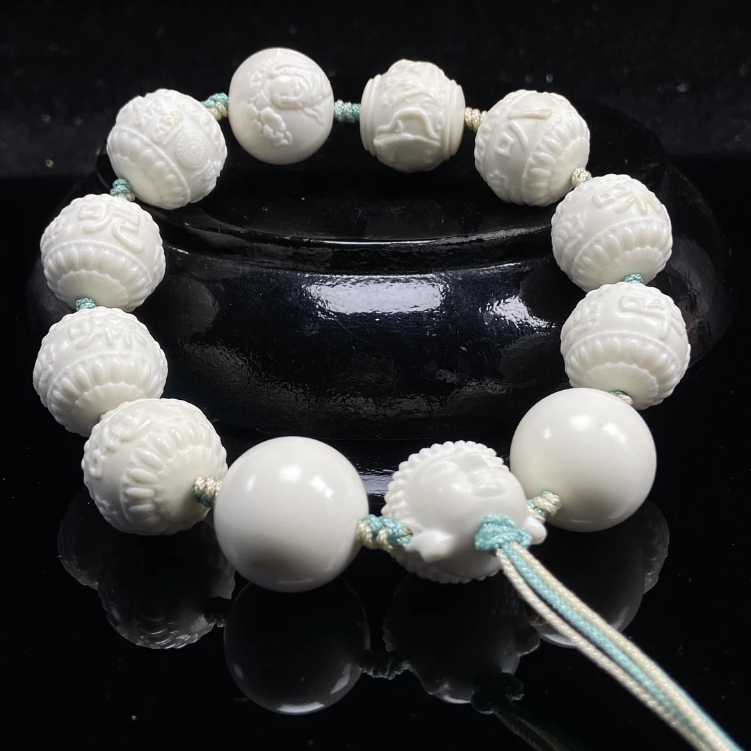 鹿角材质六字真言手串