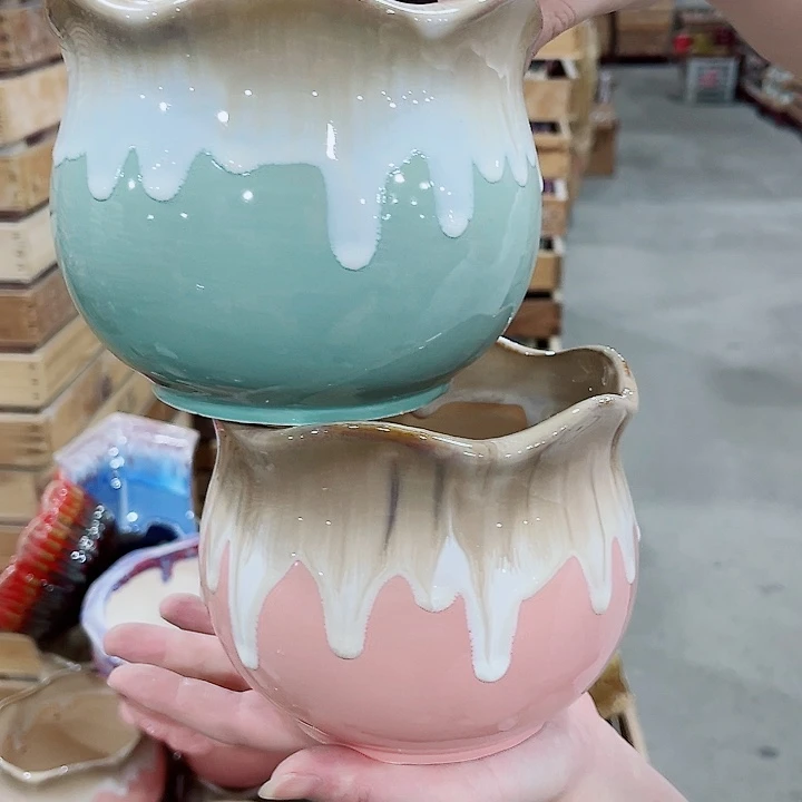 有孔，凑10元包邮陶瓷花盆发货！