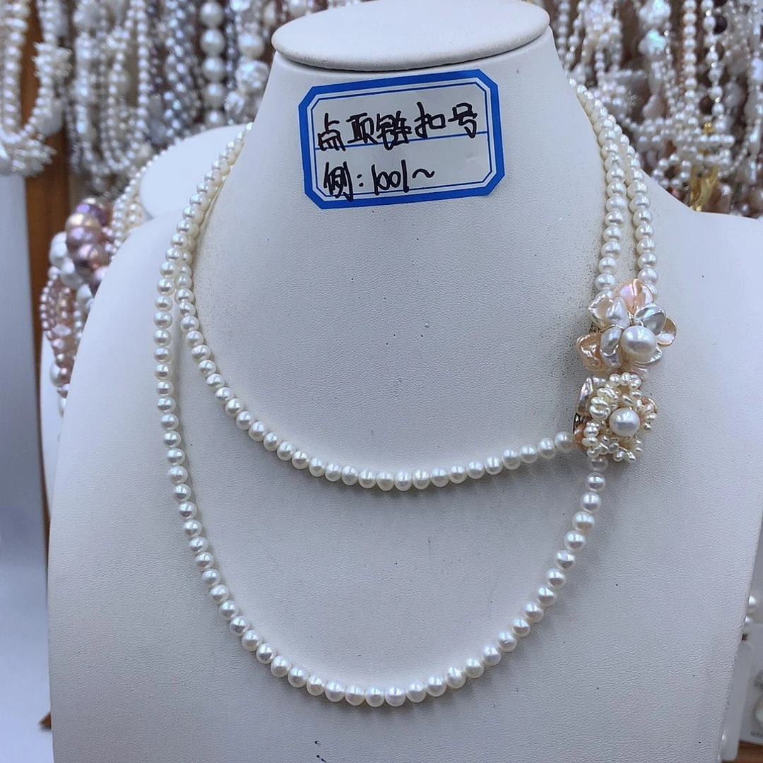 淡水珍珠项链耳饰银S925镶嵌