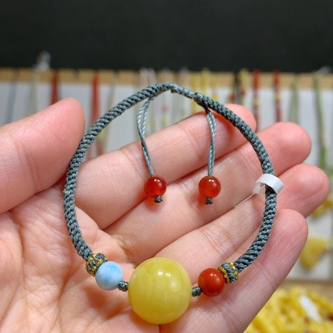 蜜蜡未镶嵌手链14.5mm