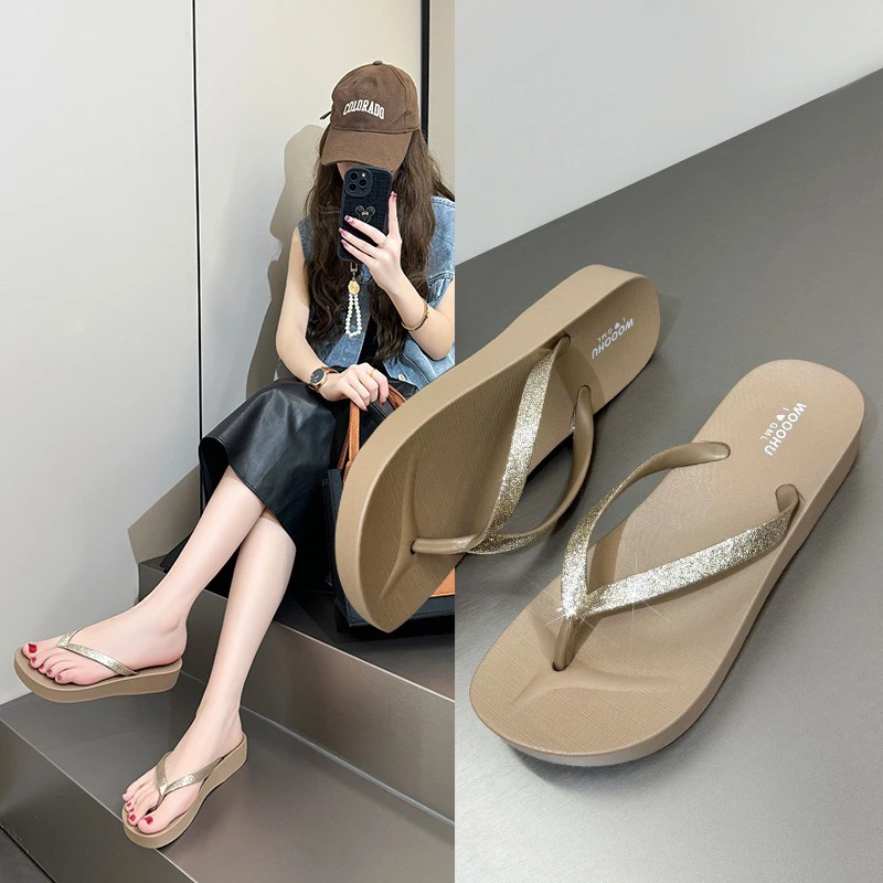 2025女士拖鞋夏季凉拖新款防滑厚底女鞋沙滩拖鞋女外穿人字拖鞋女