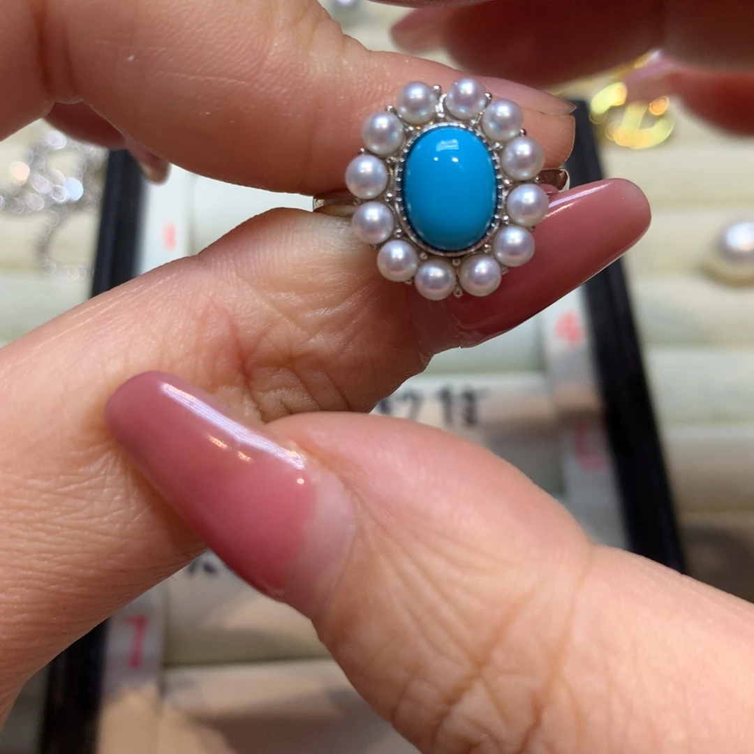 绿松石银S925镶嵌戒指