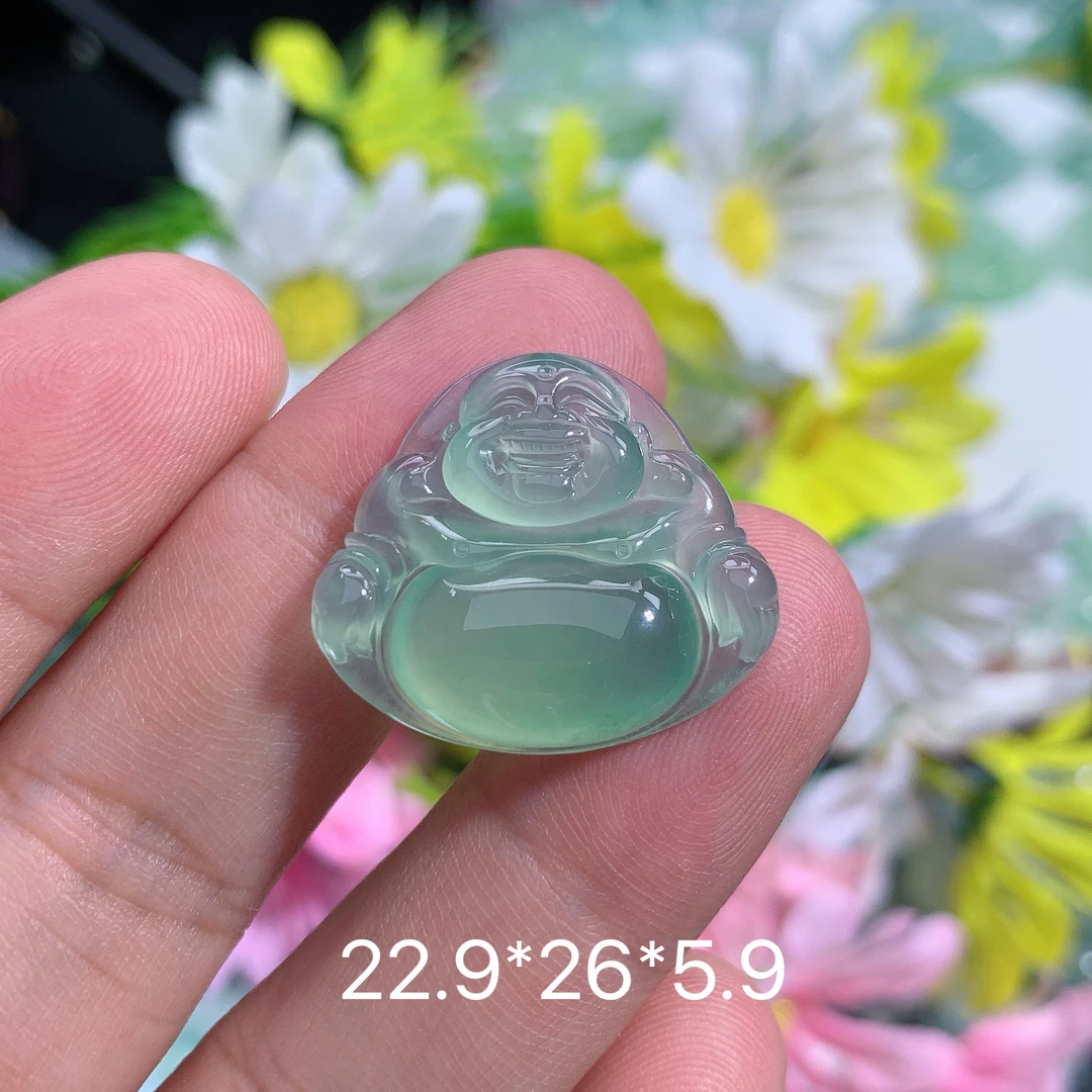 缅甸天然翡翠A货冰种晴水绿佛公吊坠珍百搭时尚精美玉石雕刻女士