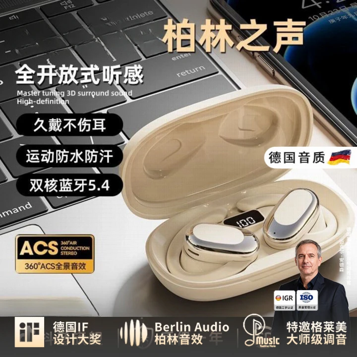 柏林之声2025蓝牙耳机立体环绕高清通话降噪挂耳式超长续航高音质