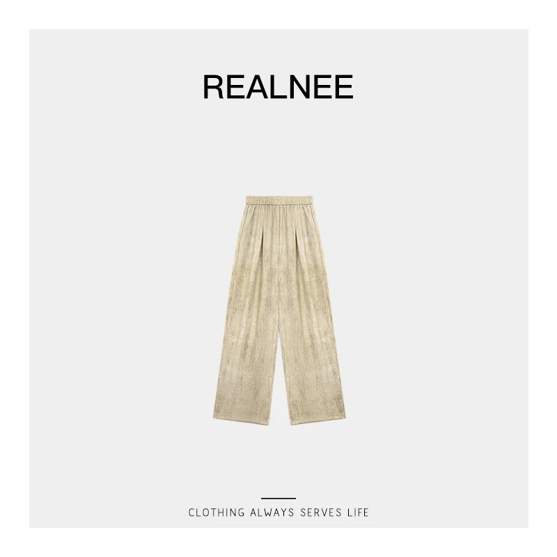 REALNEE【森系序曲】亚麻晕染休闲裤垂感舒适主义穿搭03564