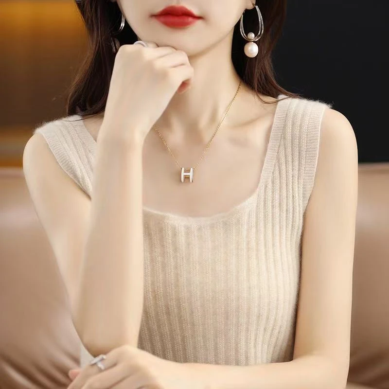 涵玖玥【100羊毛】细织质感软糯小麦穗颗粒吊带背心上衣07