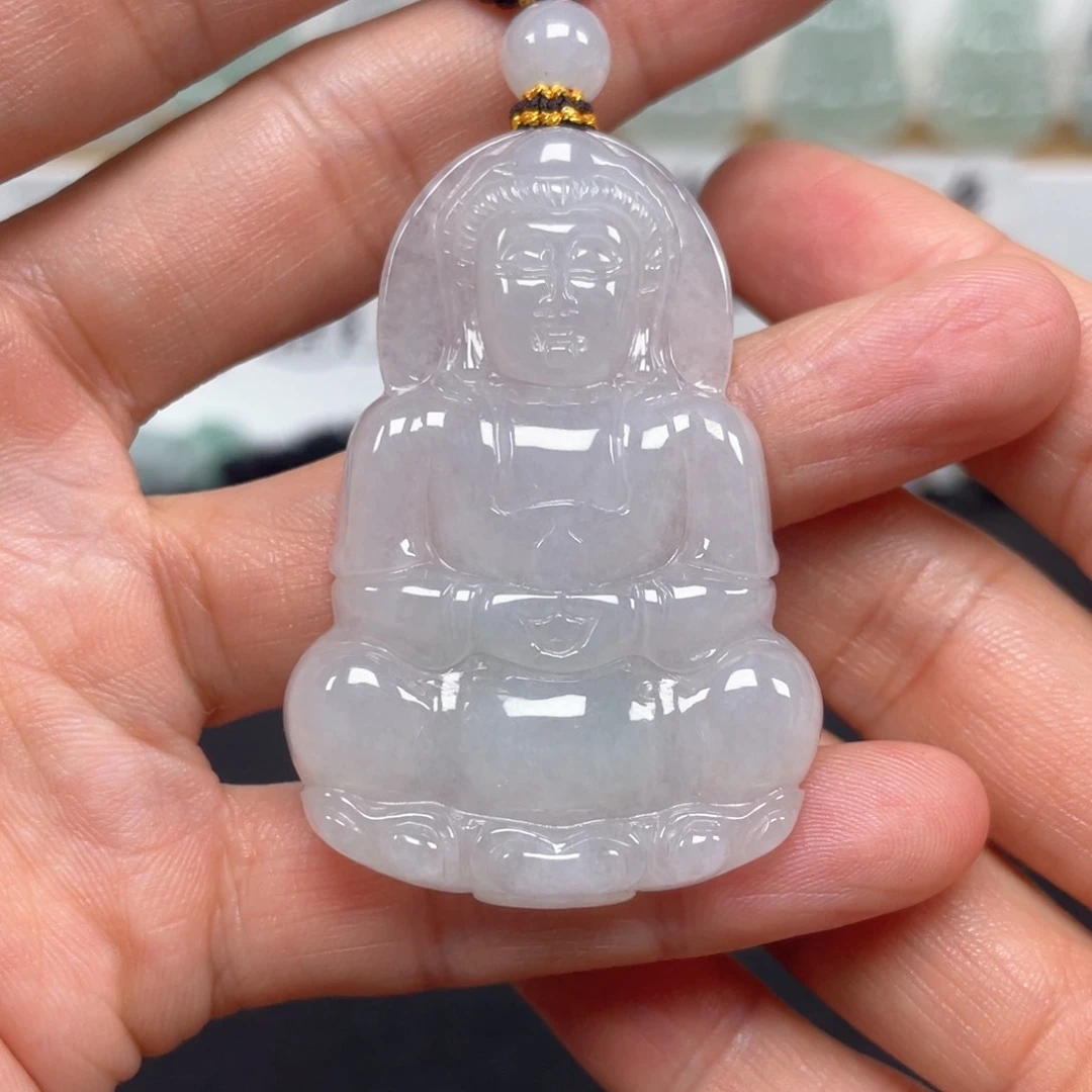 翡翠颈饰未镶嵌天然翡翠A货观音3号