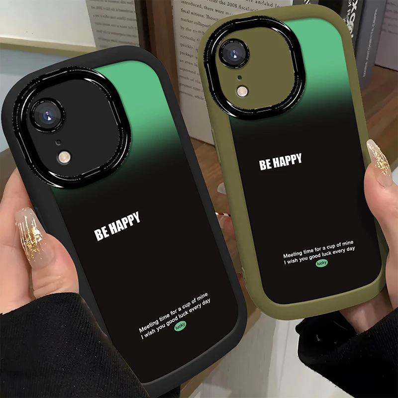 适用于【苹果】XR个性绿黑渐变英文简约硅胶防摔手机壳