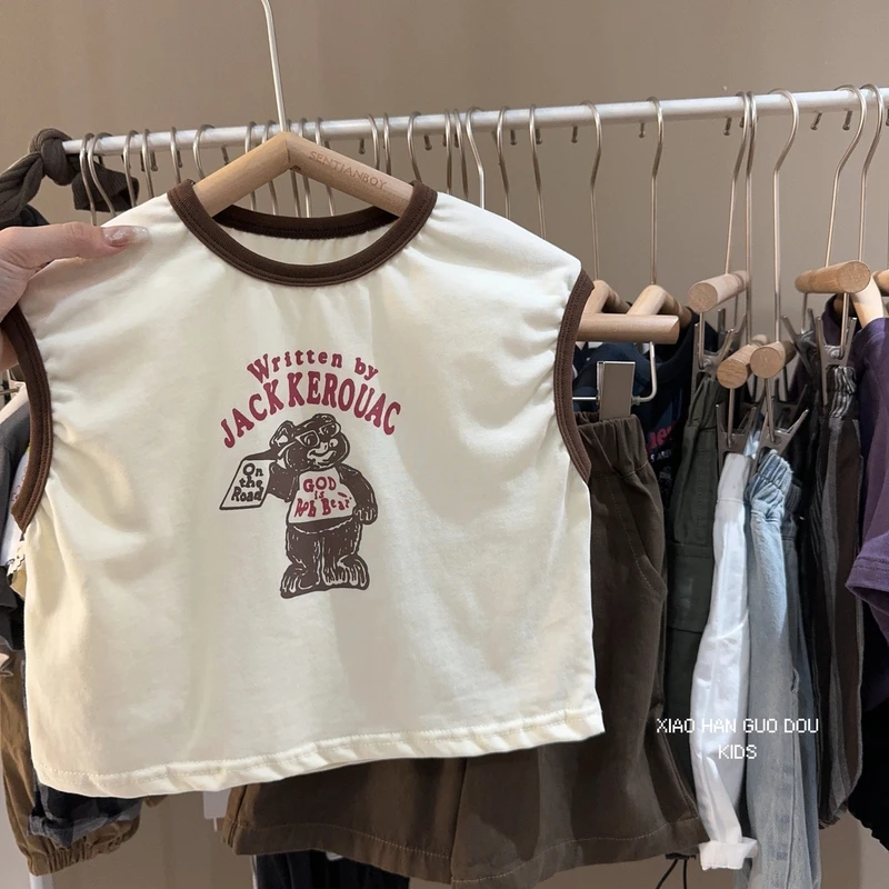 男女童夏季新款小熊韩版撞色背心