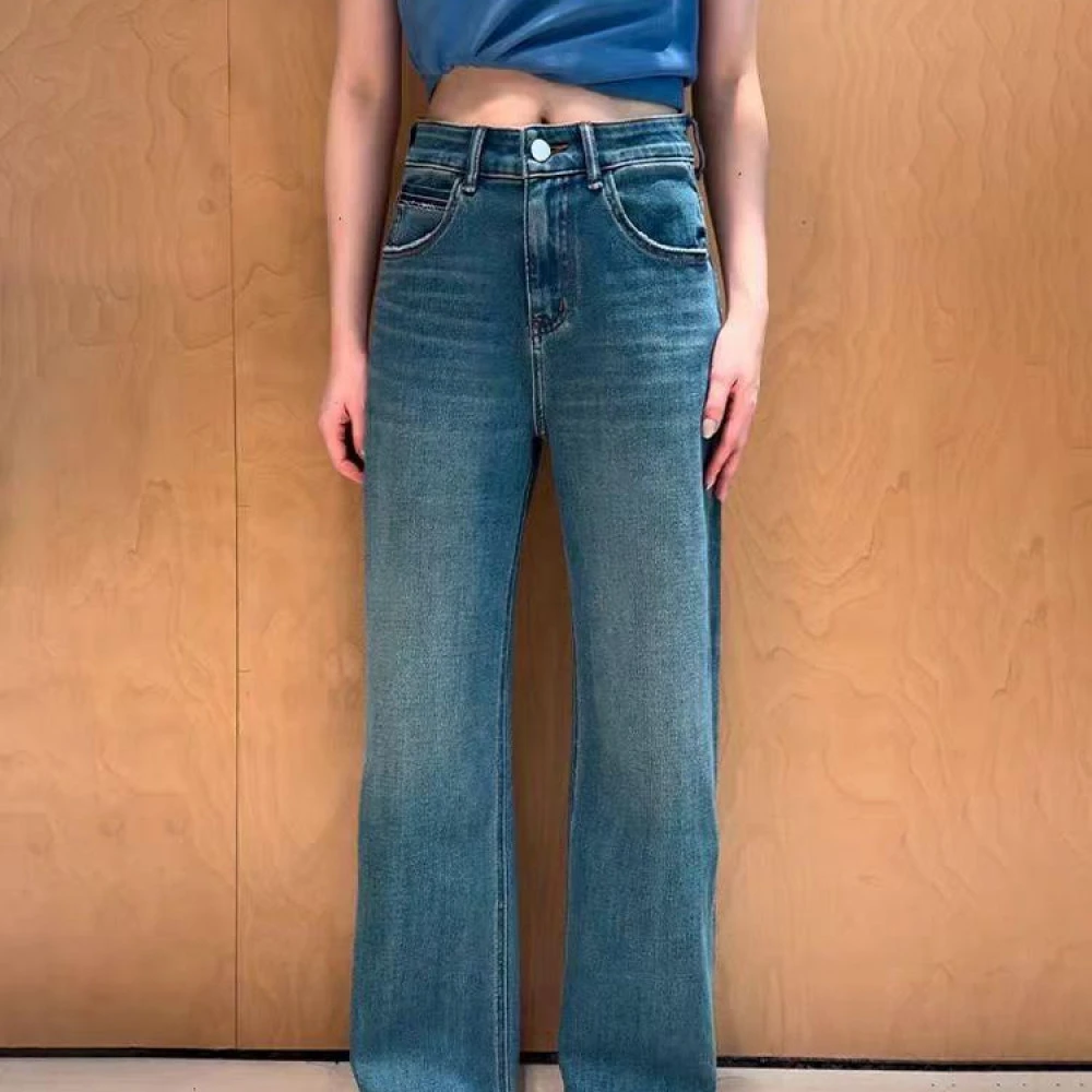 SU【391】代83 愫卿 MWMA春款森调绿调紫标四面弹窄版直筒牛仔裤~