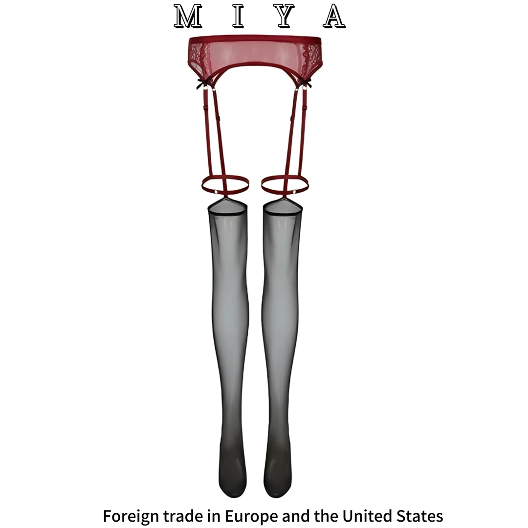 玉环·腿环丝袜腰部蕾丝一体式吊带袜性感黑丝春夏连裤袜撞色