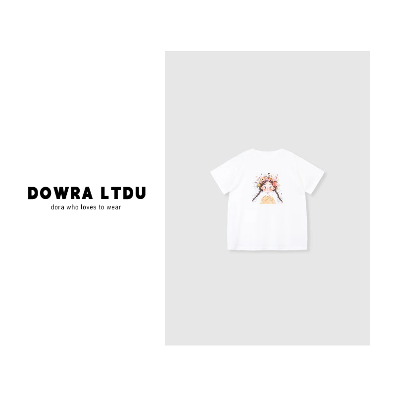 朵拉【花仙子】25年夏季新款圆领美女雪花百搭短袖T恤女243-179