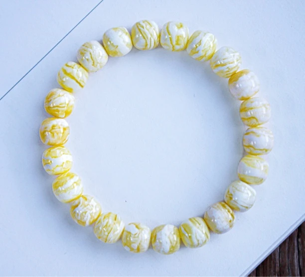 同料10.5m俄料虎皮千层瓷白老型蜜蜡手串14.93克 收藏级 蜡质瓷实