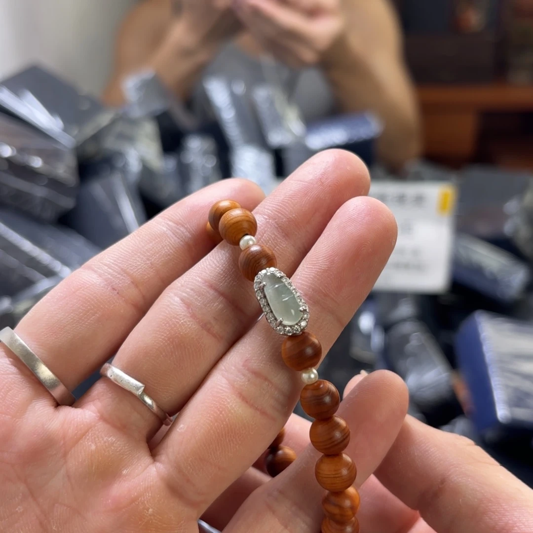 翡翠银S925镀金镶嵌颈饰