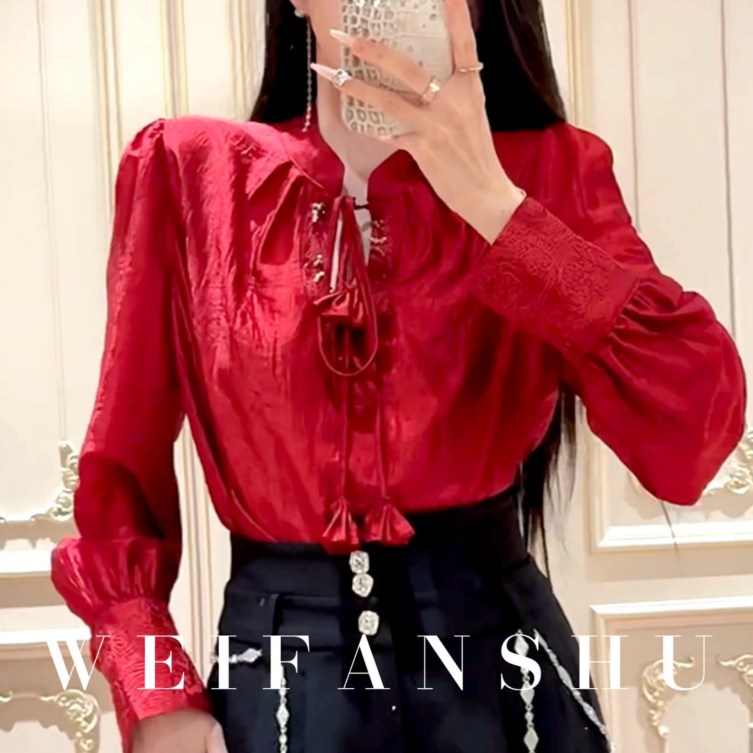 WEIFANSHU/魏凡舒【花如意】早春新款法式设计感时尚百搭洋气衬衫