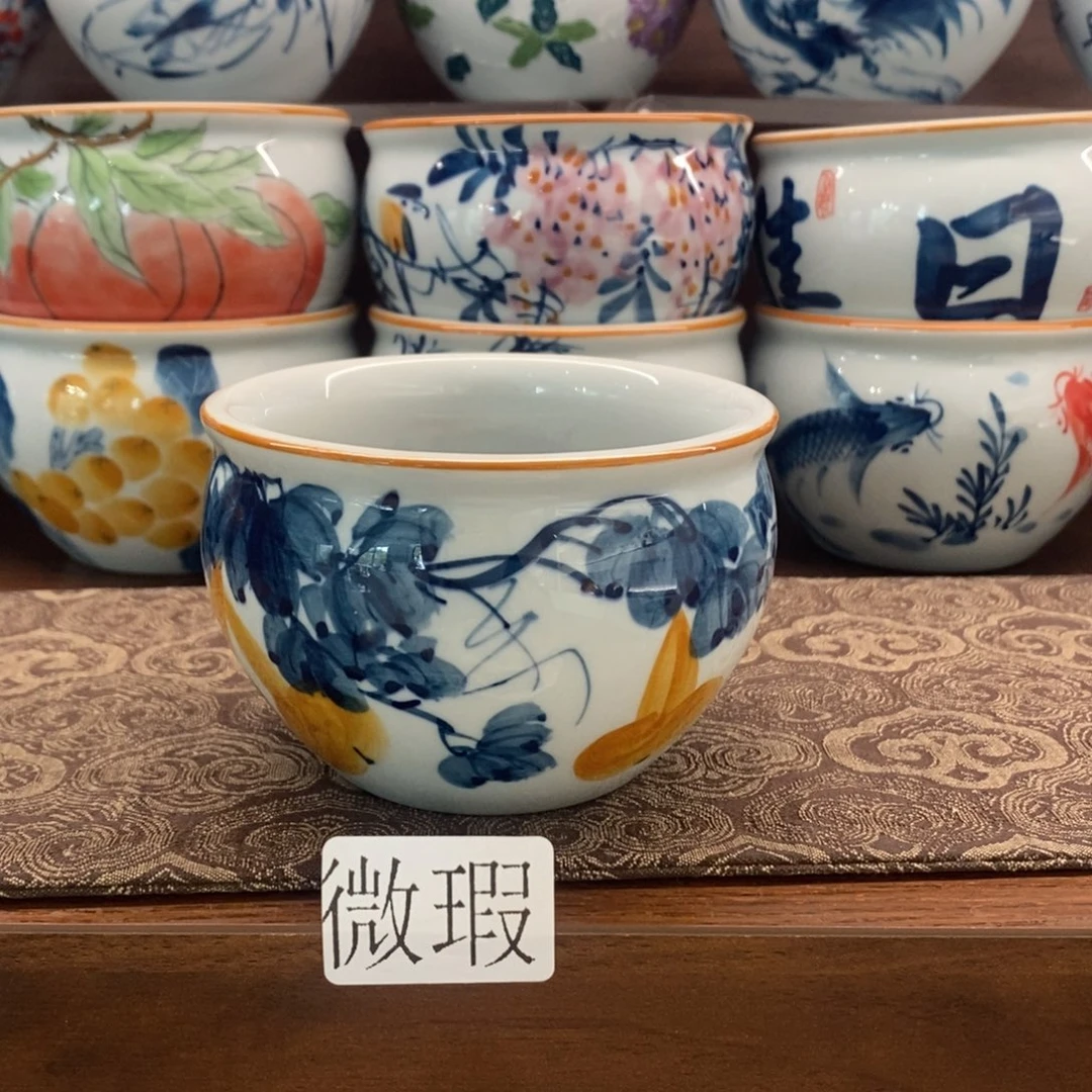 釉下彩老陶泥手工绘制