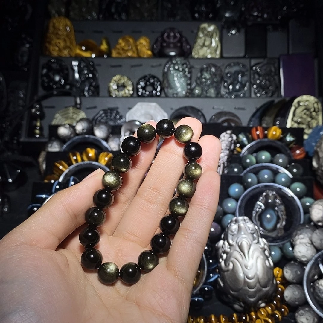 M***_黑曜岩未镶嵌手链