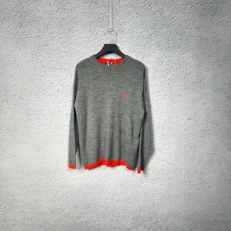 99新 LOEWE/罗意威 灰橘色拼接毛衣/M码