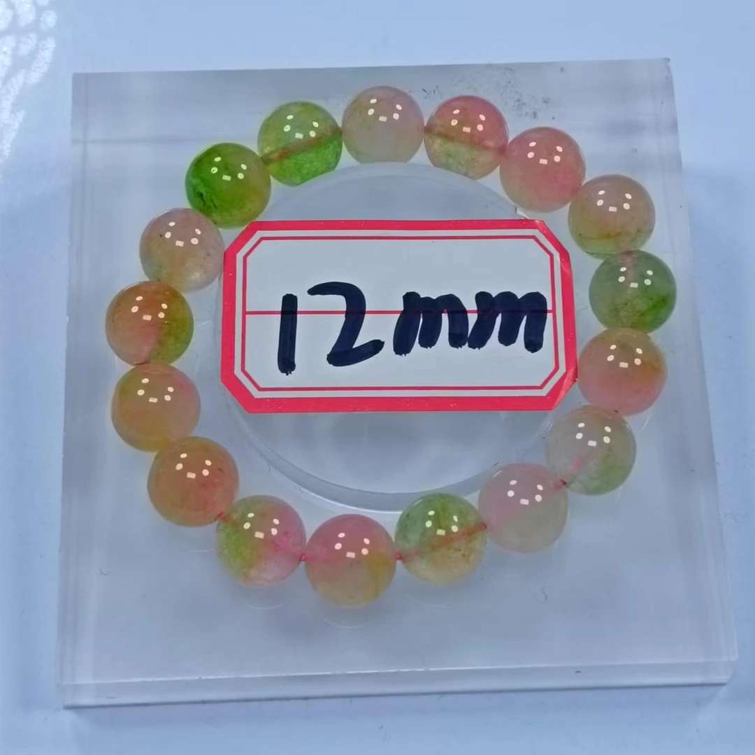 粉绿春彩12mm手串发一条C32