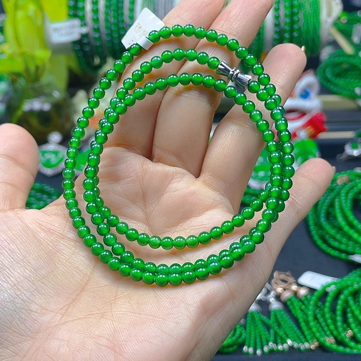 龗***翡翠未镶嵌颈饰翡翠满色项链4
