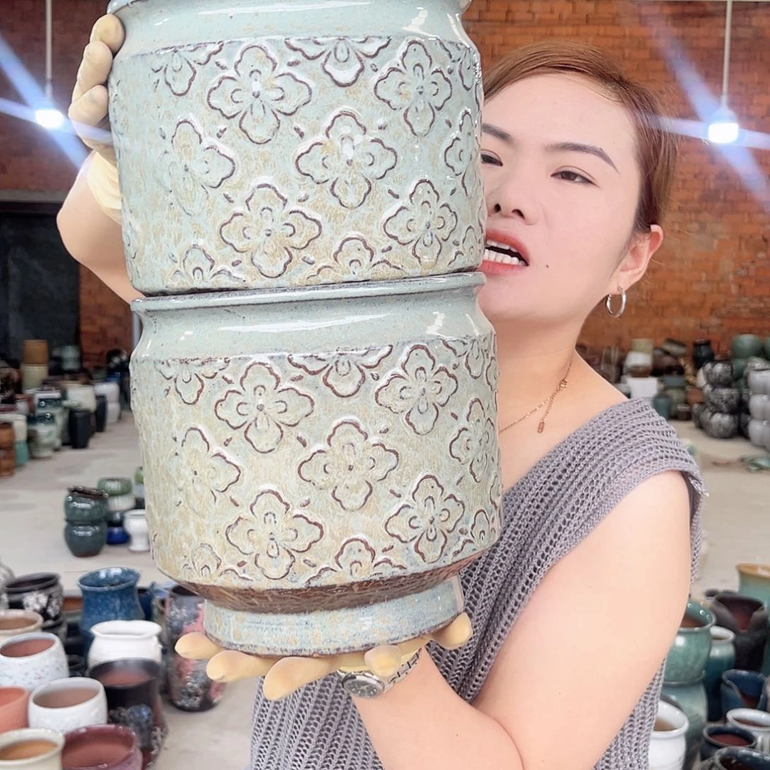 紫砂花盆正品口19高19