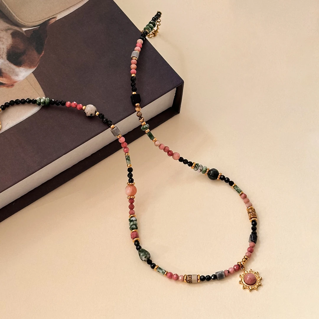 【春树下】原创天然红纹石精致气质项链