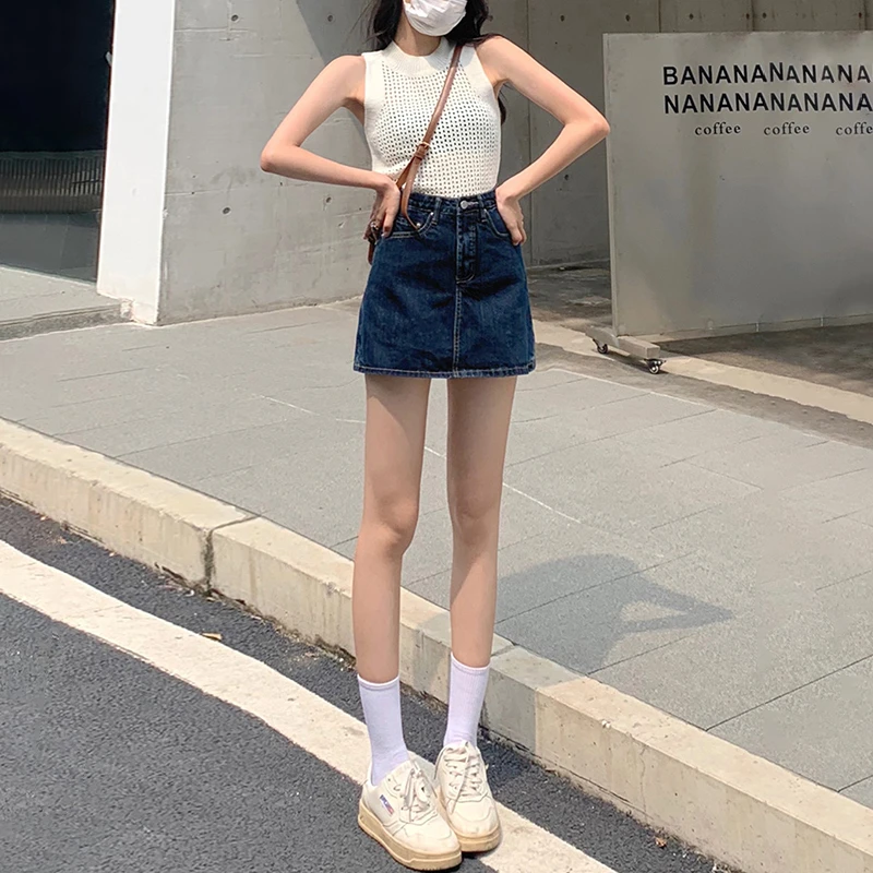 高个子牛仔裙裤女夏季遮胯梨形身材显瘦裤裙半身裙高腰a字裙短裤