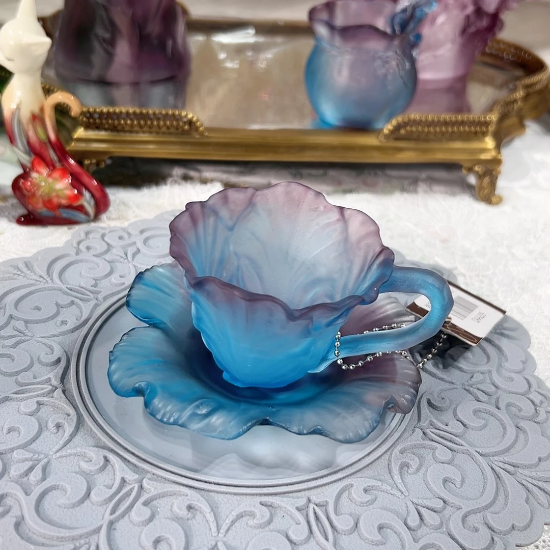 陶瓷脱蜡水晶杯碟两件