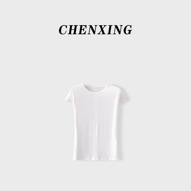 【CHENXING】夏季新款桑蚕丝纯色显瘦T恤TX5E8532603