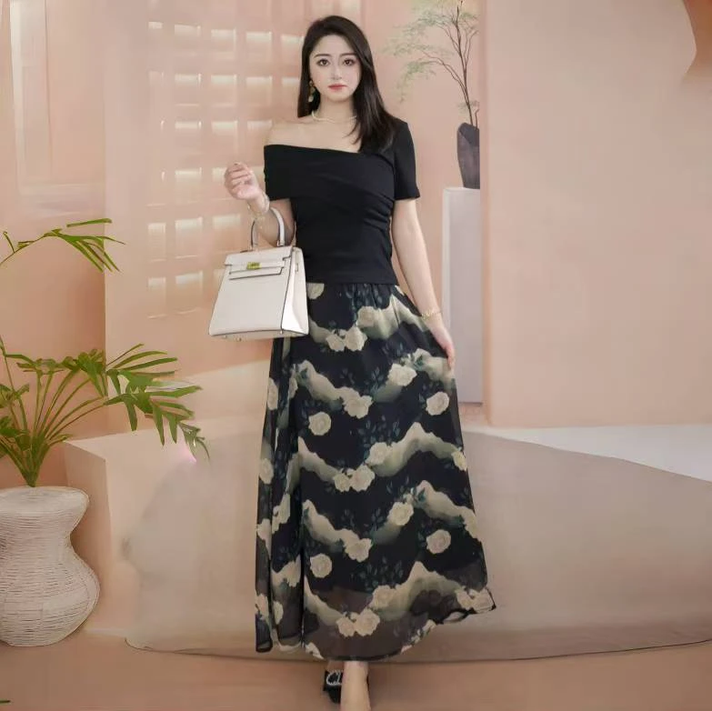 （杭州专柜正品）大摆裙女2025夏季新品高腰遮肚显瘦半身裙