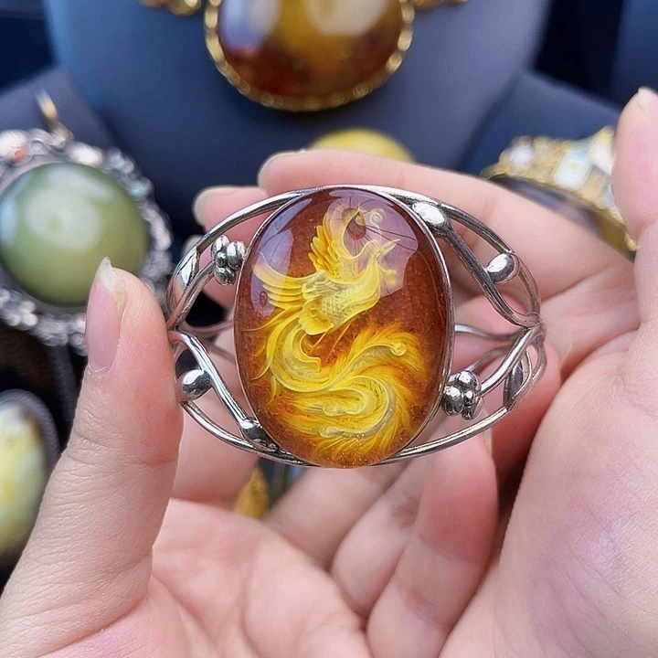 琥珀银S925镶嵌裸石