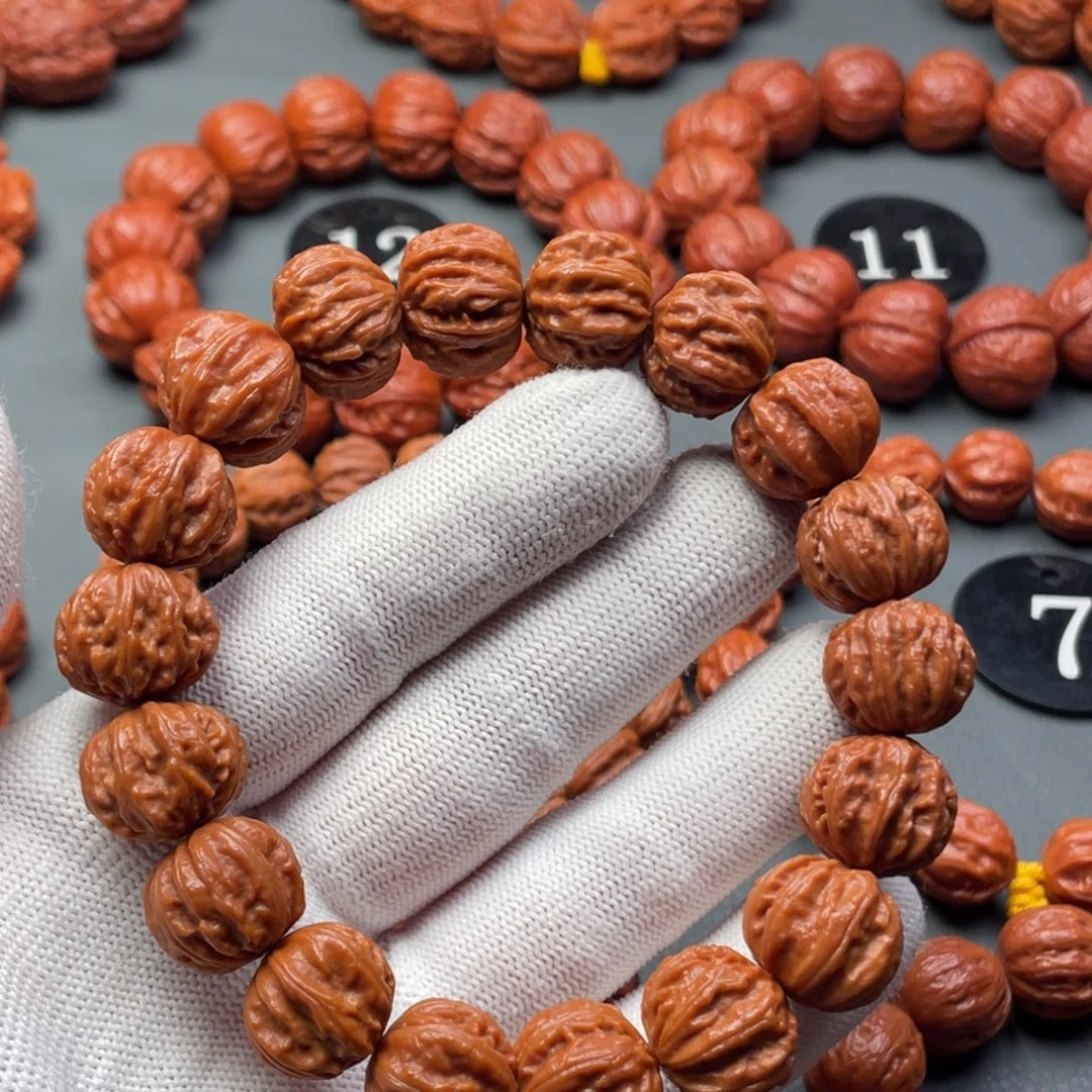 捷***印文玩核桃手串野生核桃粗筋深纹京八棱手持