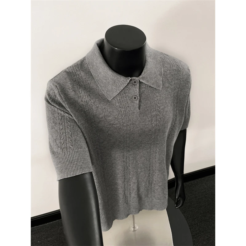 GIOIO麦穗提花polo针织衫短袖男夏季高级感老钱风t恤cleanfit半袖