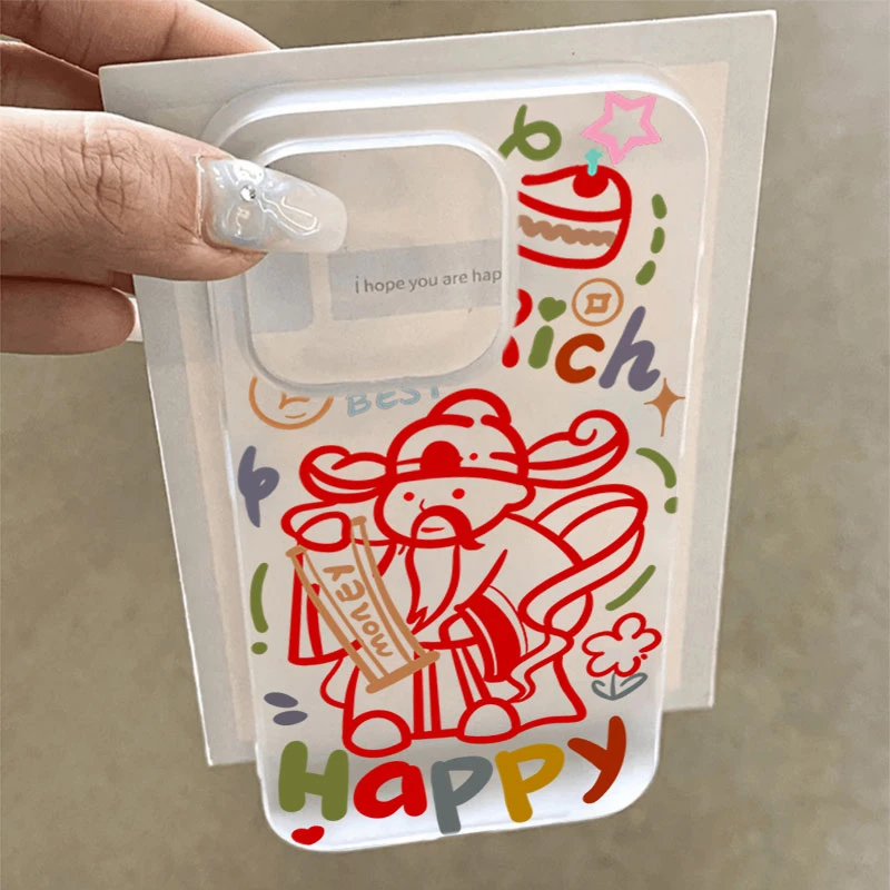 红色财神爷适用iphone16promax苹果15手机壳14PLUS软13幻影12防摔