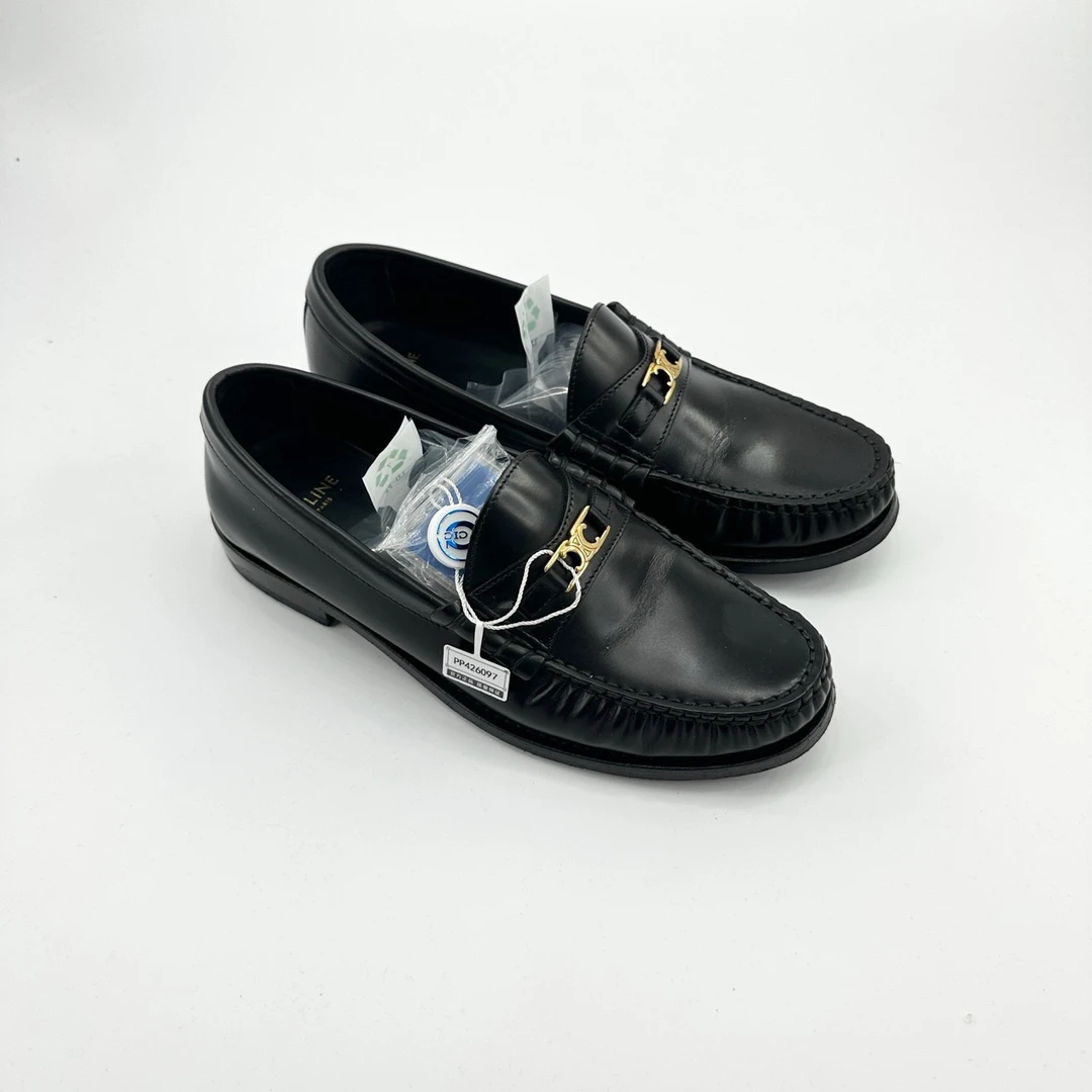 95新 Celine/思琳 37码/黑色凯旋门乐福鞋/TT0199