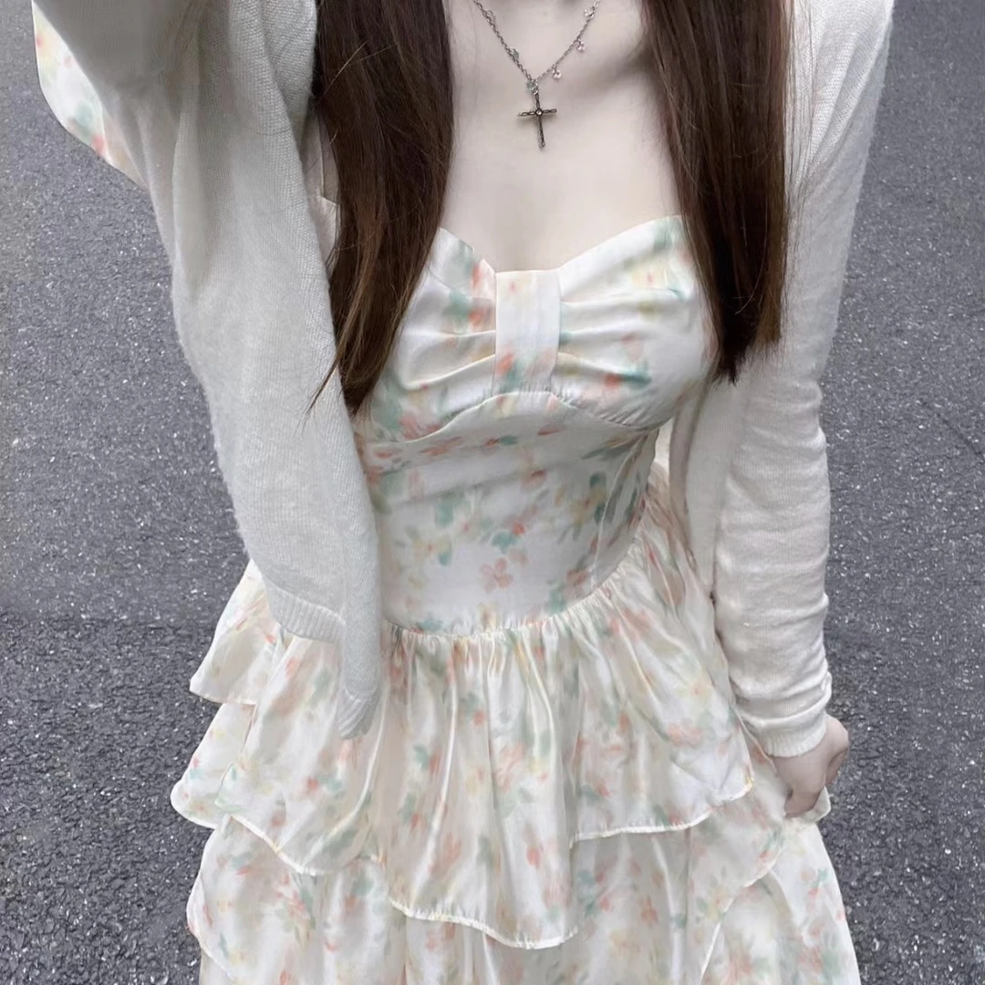 少女连衣裙vintage碎花显瘦气质气质辣妹