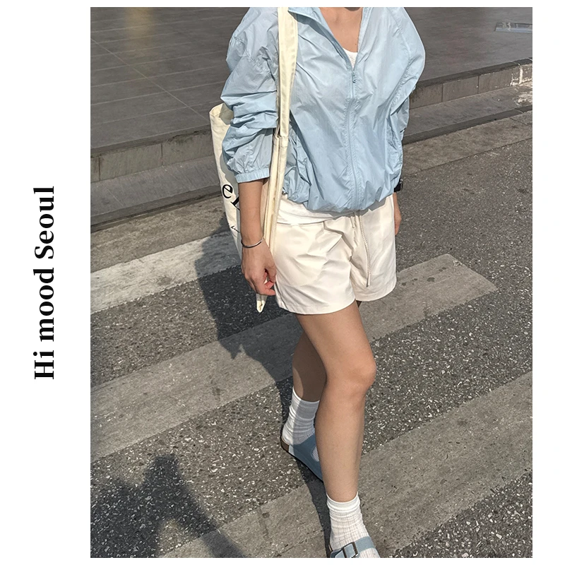 【金恩慧欧尼Hi mood】编织抽绳松紧腰纯色休闲短裤