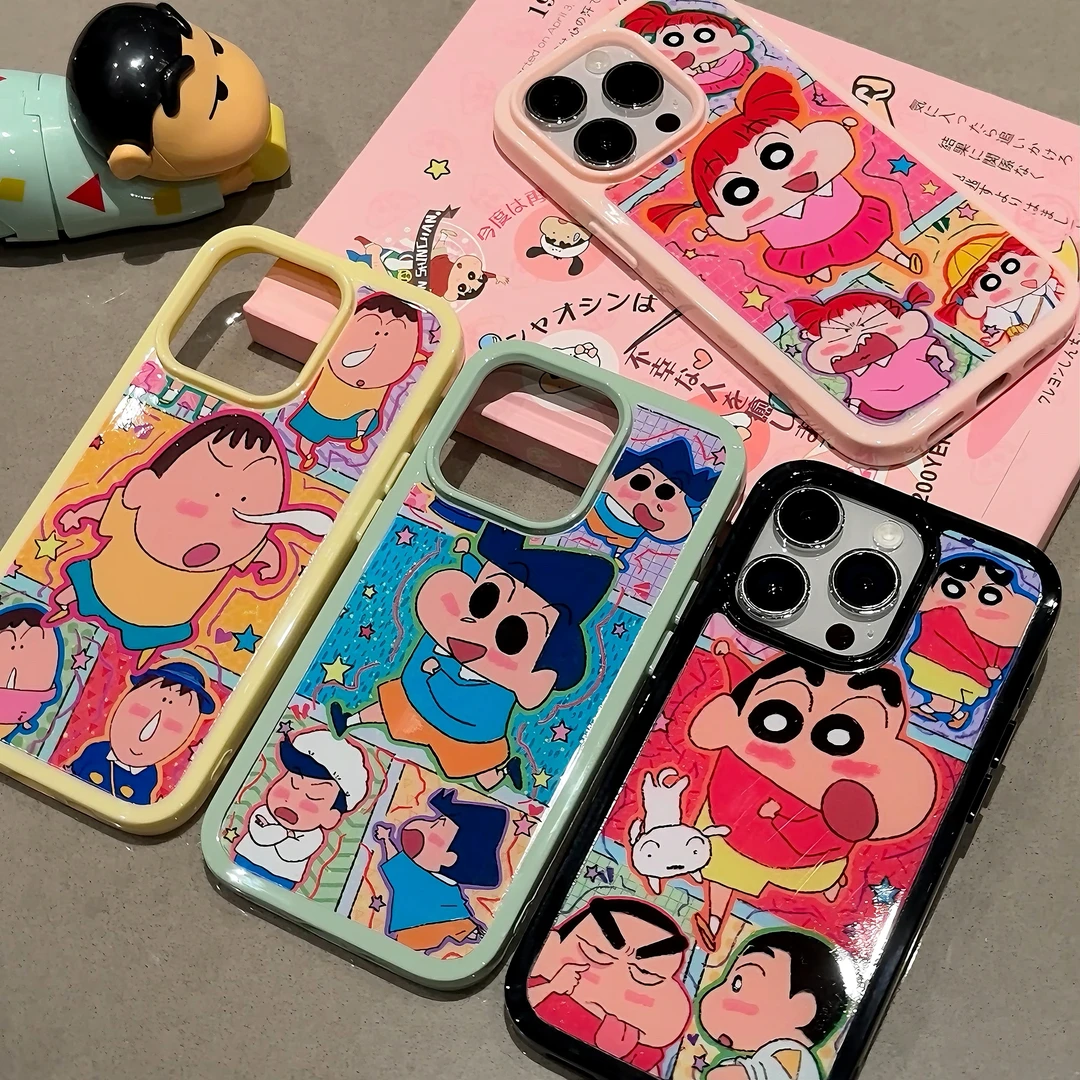 日系动漫拼接蜡笔小新适用iPhone16苹果13手机壳15promax/14套12