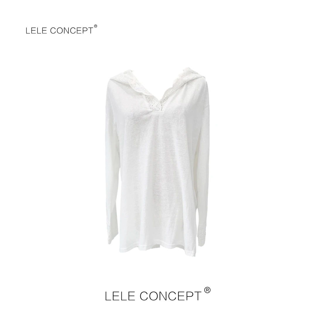 LELE CONCEPT丨简约时尚连帽扣花帽衫S0848