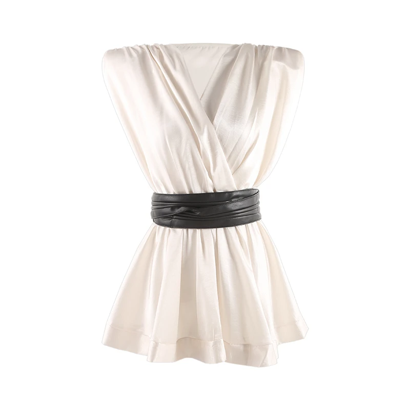 「京京」夏季新款法式缎面收腰无袖上衣SHBZU651602