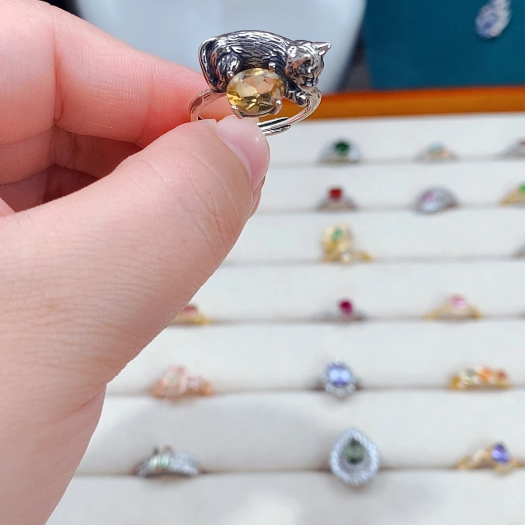 黄晶戒指银S925镶嵌58966