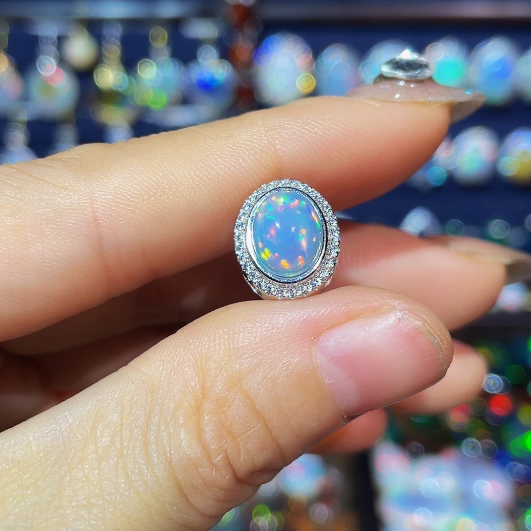 欧泊银S925镶嵌吊坠