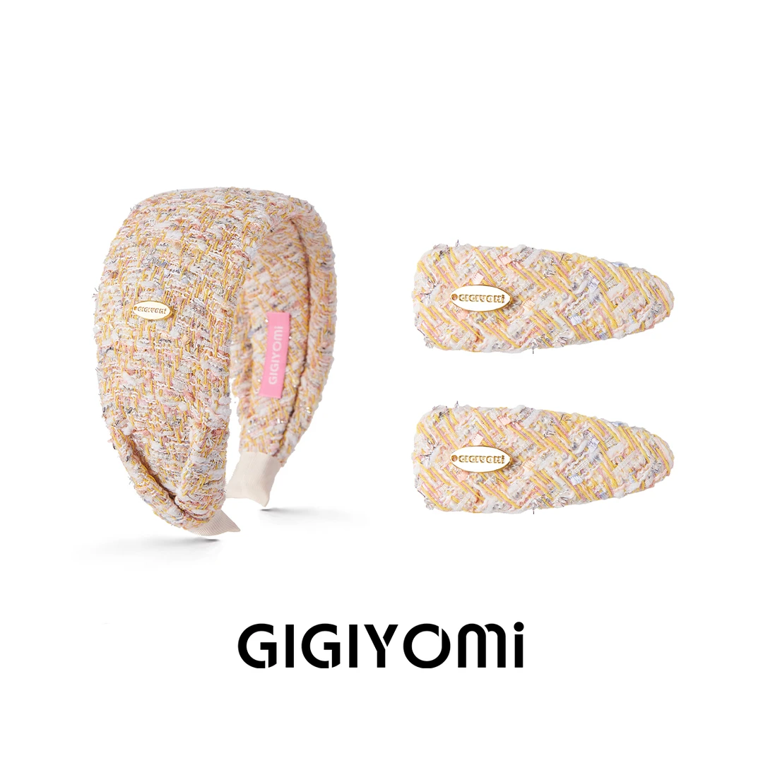 GIGIYOMi韩国小众设计小香风百搭鹅黄色羊毛BB夹刘海发夹发箍