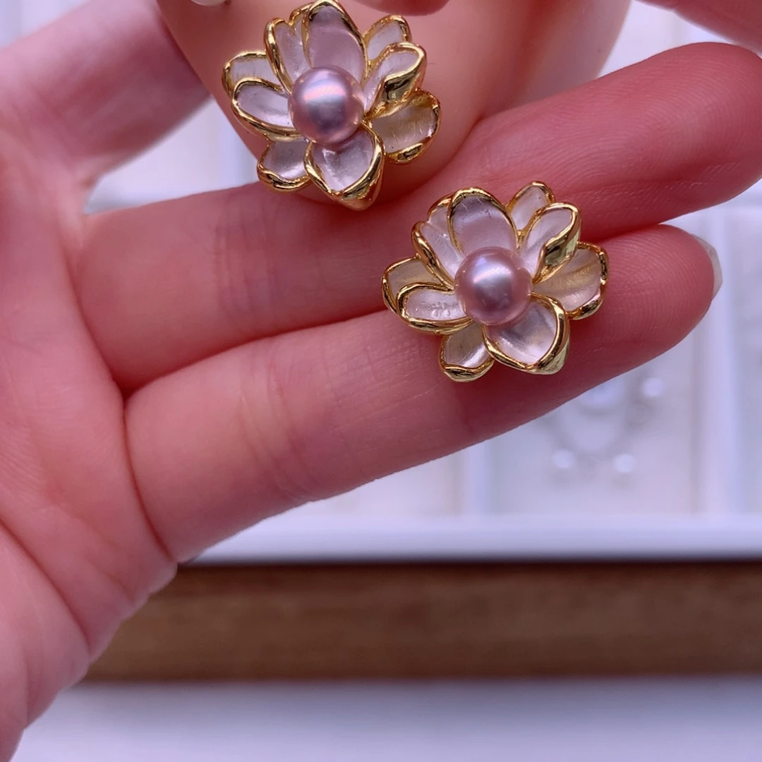 合金淡水珍珠耳饰