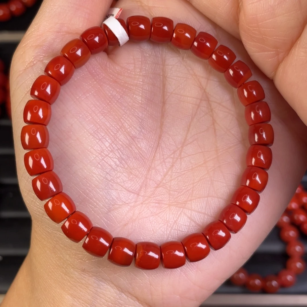 元***音南红玛瑙未镶嵌手链满肉满色花