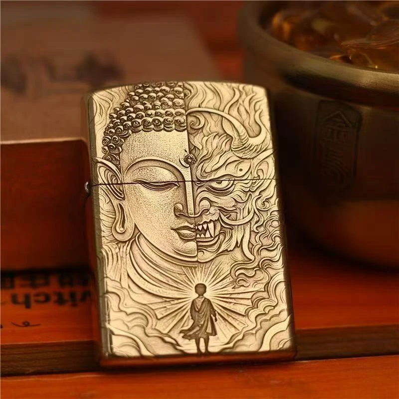 复古青铜打火机高端浮雕工艺防风设计怀旧经典