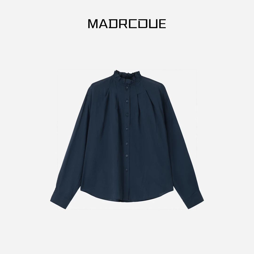 MADRCOUE 花瓣立领单排扣质感长袖衬衫662187